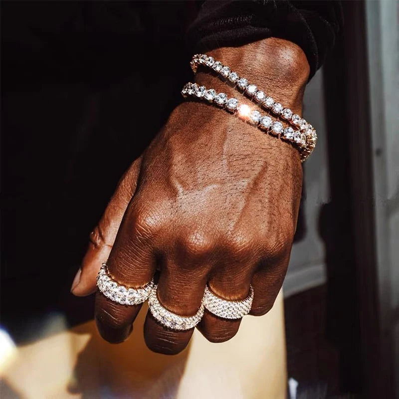Iced Out Tennis Bracelet – 3/4/5mm Cubic Zirconia Hip-Hop Jewelry for Men