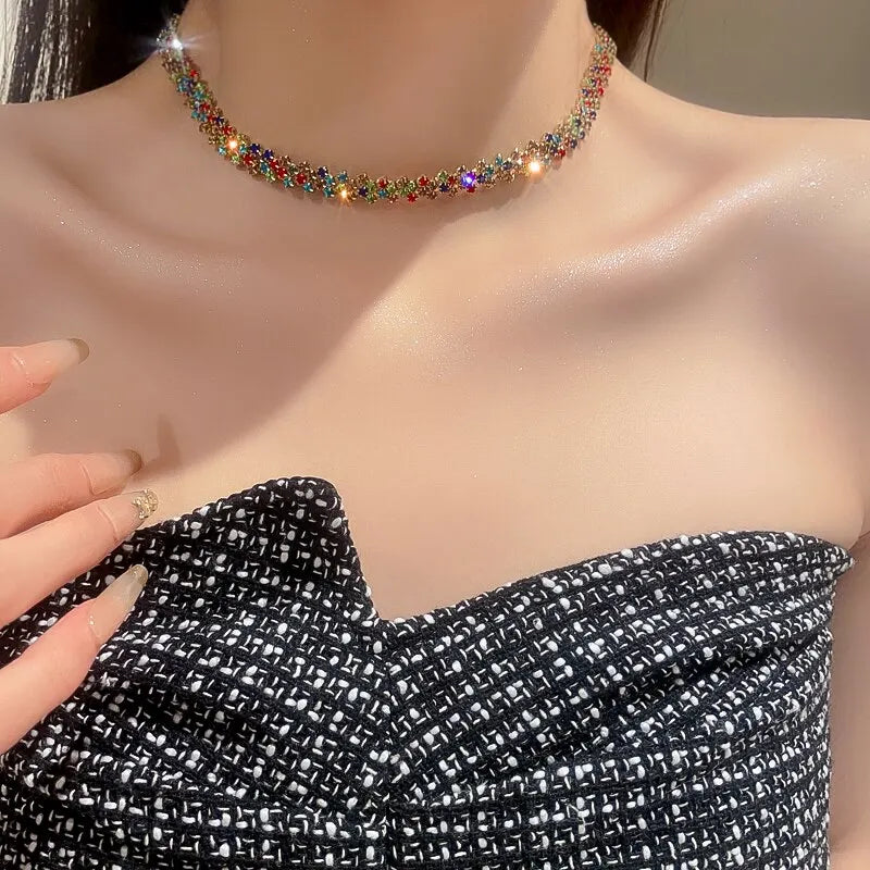 Luxury Rhinestone Choker Necklace – Women’s Geometric Crystal Jewelry