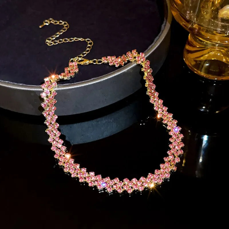 Luxury Rhinestone Choker Necklace – Women’s Geometric Crystal Jewelry