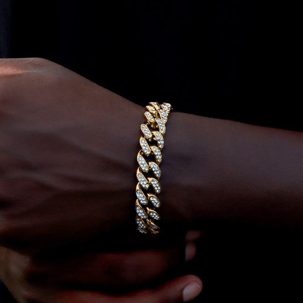 14MM Iced Prong Link Cuban Chain Bracelet – Unisex Hip-Hop Jewelry