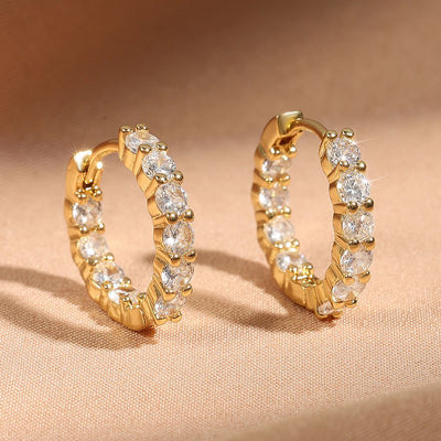 Zircon Huggie Earrings – White Gold Cartilage & Ear Cuff Jewelry - Gemora