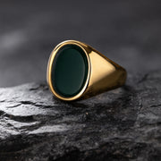 Men’s Retro Black Agate & Tiger Eye Stone Ring – 316L Stainless Steel - Gemora