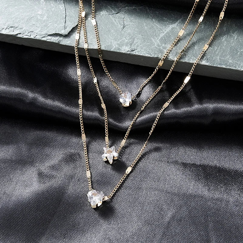 Trendy Zircon Pendant Necklace – Multilayer Choker Jewelry for Women