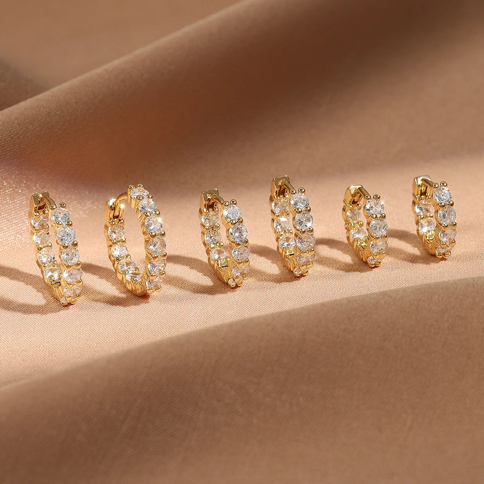 Zircon Huggie Earrings – White Gold Cartilage & Ear Cuff Jewelry