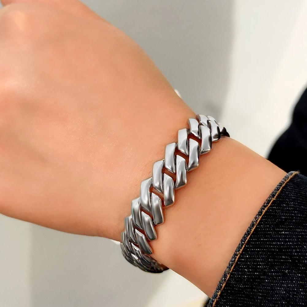14MM Iced Prong Link Cuban Chain Bracelet – Unisex Hip-Hop Jewelry