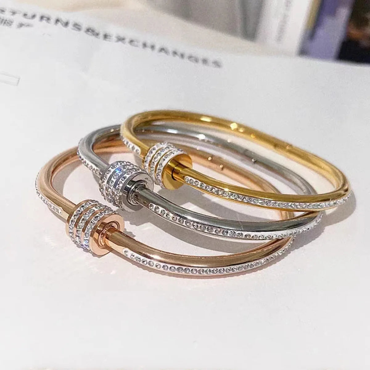 Women’s Gold-Plated Stainless Steel Crystal Wrap Bangle – Luxury Handmade Jewelry