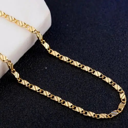 Men’s 925 Sterling Silver & 18K Gold Flat Clavicle Chain Necklace – 2mm, 40–75cm Adjustable