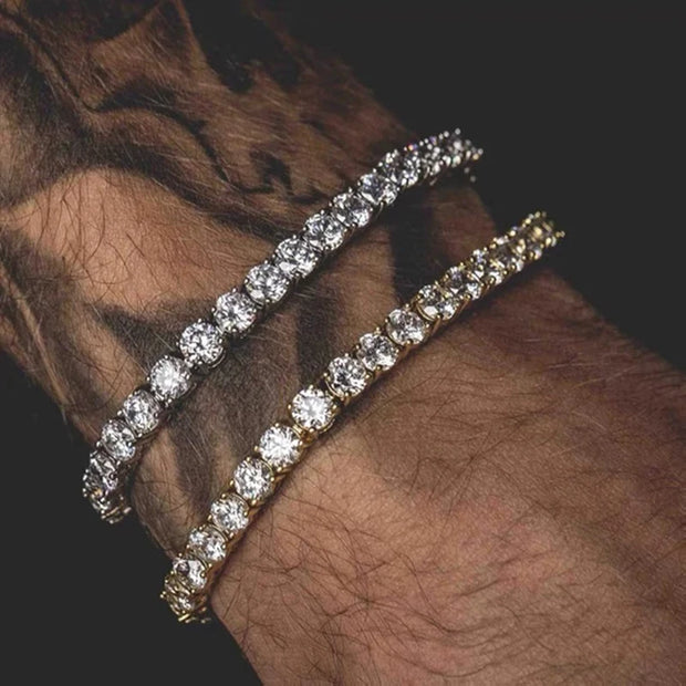 Iced Out Tennis Bracelet – 3/4/5mm Cubic Zirconia Hip-Hop Jewelry for Men - Gemora