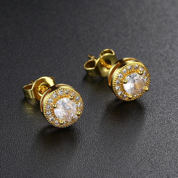 Men’s Luxury CZ Stone Stud Earrings – Gold Color, Perfect Gift - Gemora
