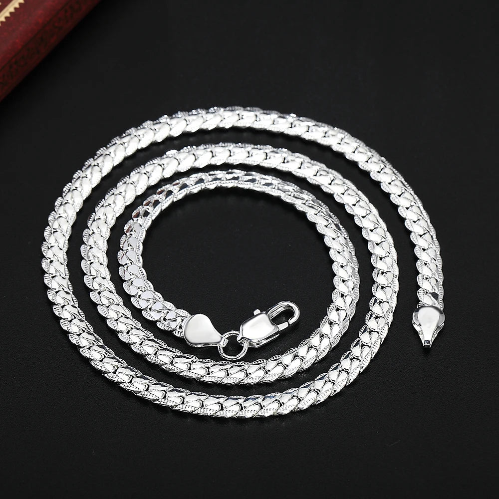 Men’s Silver Luxury Necklace Chain – 6mm Wide, 20–60cm Adjustable