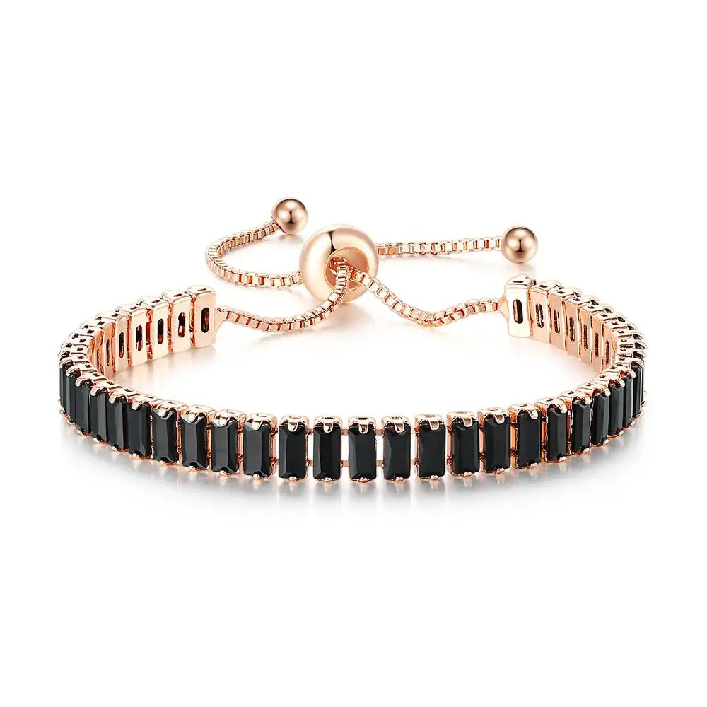 Men’s Black Crystal Tennis Bracelet – Luxury Iced-Out Cubic Zirconia Adjustable