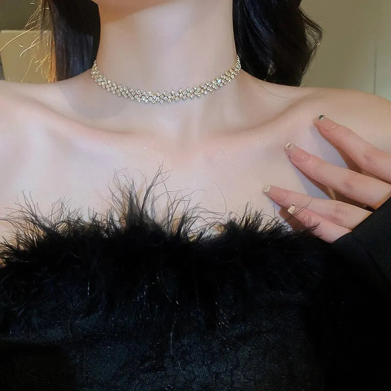 Luxury Rhinestone Choker Necklace – Women’s Geometric Crystal Jewelry