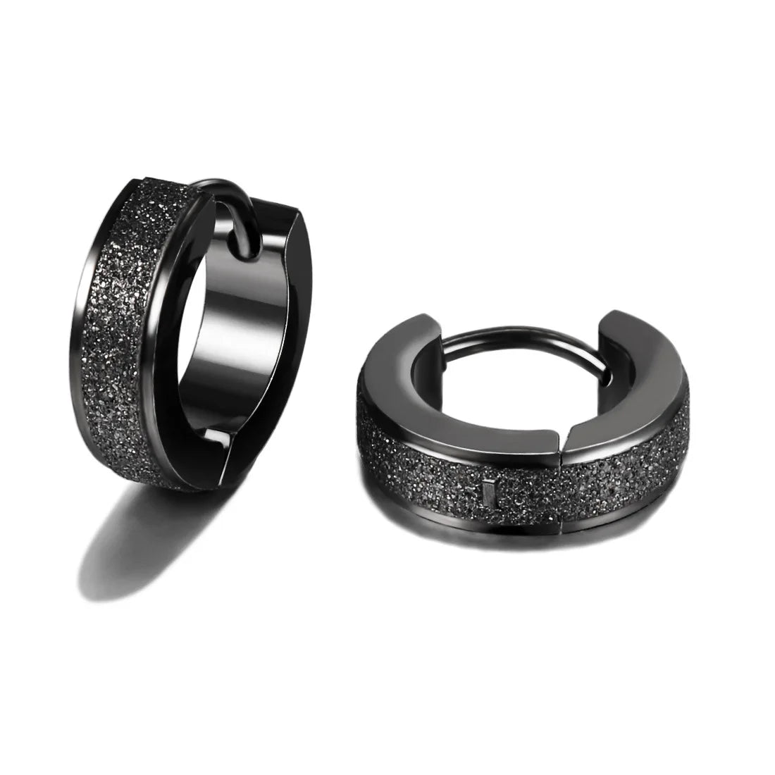 Men’s 18K Gold-Plated Stainless Steel Matte Hoop Earrings – Hypoallergenic & Durable