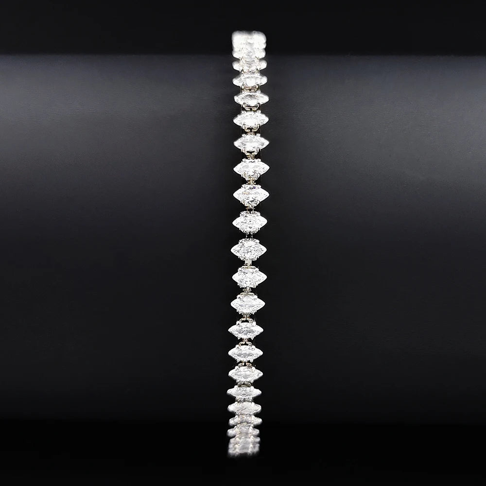 2024 Luxury Silver Tennis Bracelet for Women – Marquise, Oval & Square Cut Design