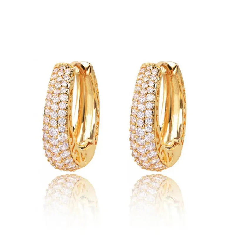 Luxury Gold Hoop Earrings with CZ Stones – Women’s Statement Circle Jewelry