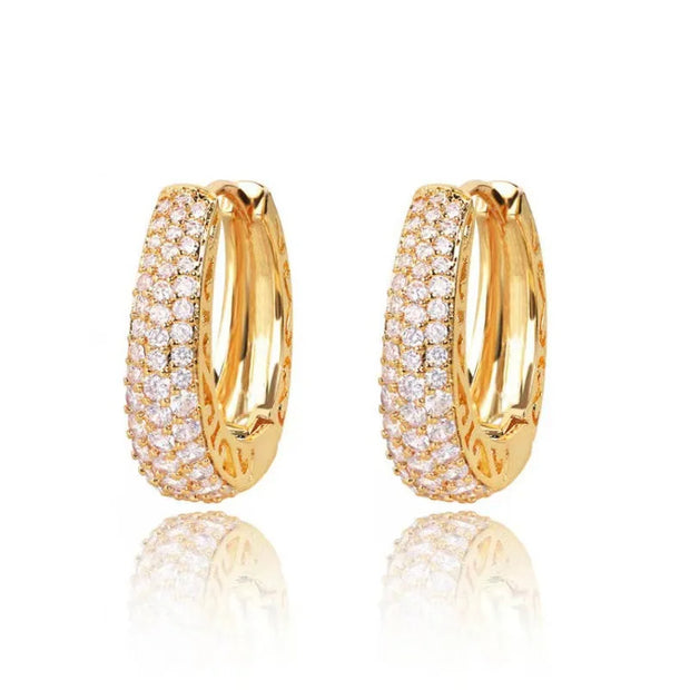 Luxury Gold Hoop Earrings with CZ Stones – Women’s Statement Circle Jewelry - Gemora
