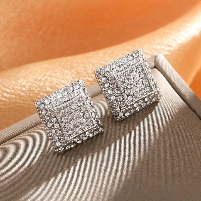 Men’s Luxury Gold CZ Round Stud Earrings – Hip Hop Style