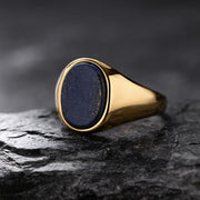 Men’s Retro Black Agate & Tiger Eye Stone Ring – 316L Stainless Steel - Gemora