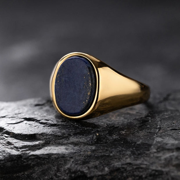 Men’s Retro Black Agate & Tiger Eye Stone Ring – 316L Stainless Steel - Gemora