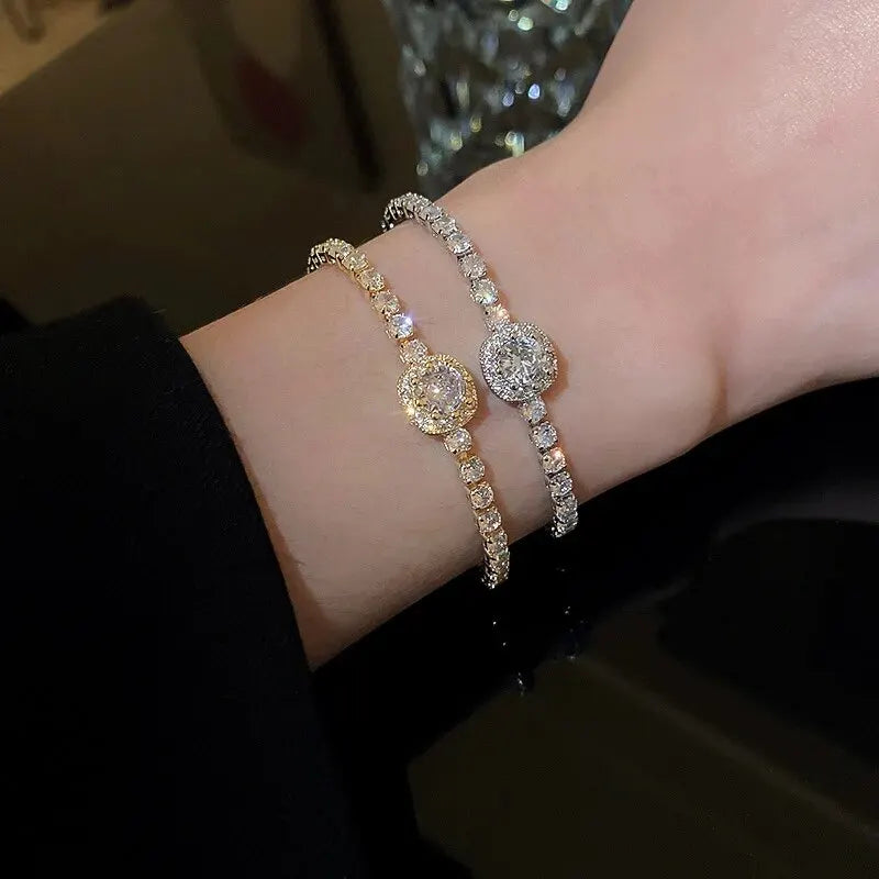 Korean Square Zircon Adjustable Bracelet – Elegant Women’s Light Luxury Jewelry