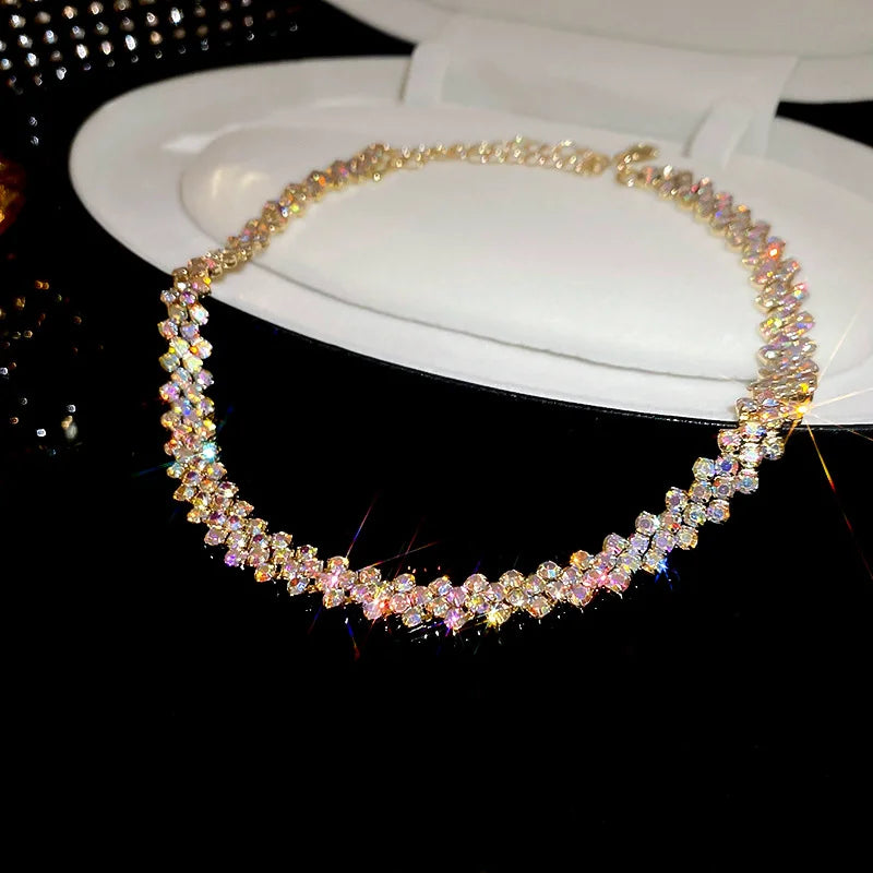 Luxury Rhinestone Choker Necklace – Women’s Geometric Crystal Jewelry