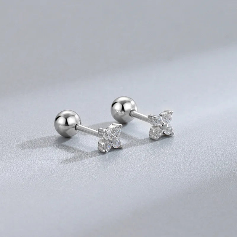Heart Stud Earrings – Hypoallergenic Screw Cartilage Jewelry for Women & Girls