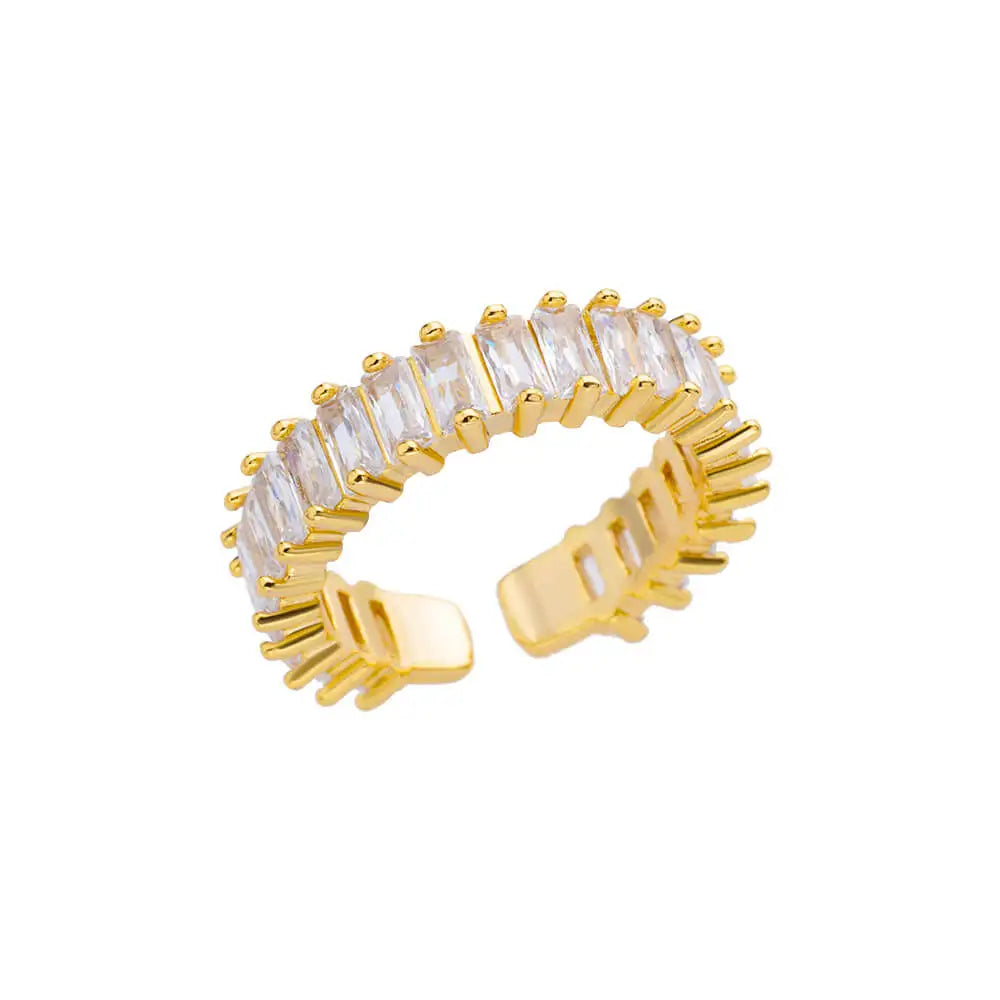 Men’s Gold Cubic Zirconia Square Ring – Stainless Steel Luxury Wedding Jewelry