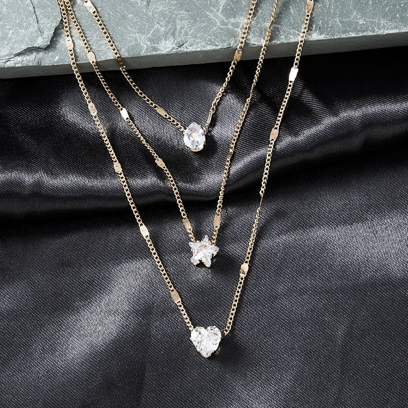 Trendy Zircon Pendant Necklace – Multilayer Choker Jewelry for Women