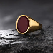 Men’s Retro Black Agate & Tiger Eye Stone Ring – 316L Stainless Steel - Gemora