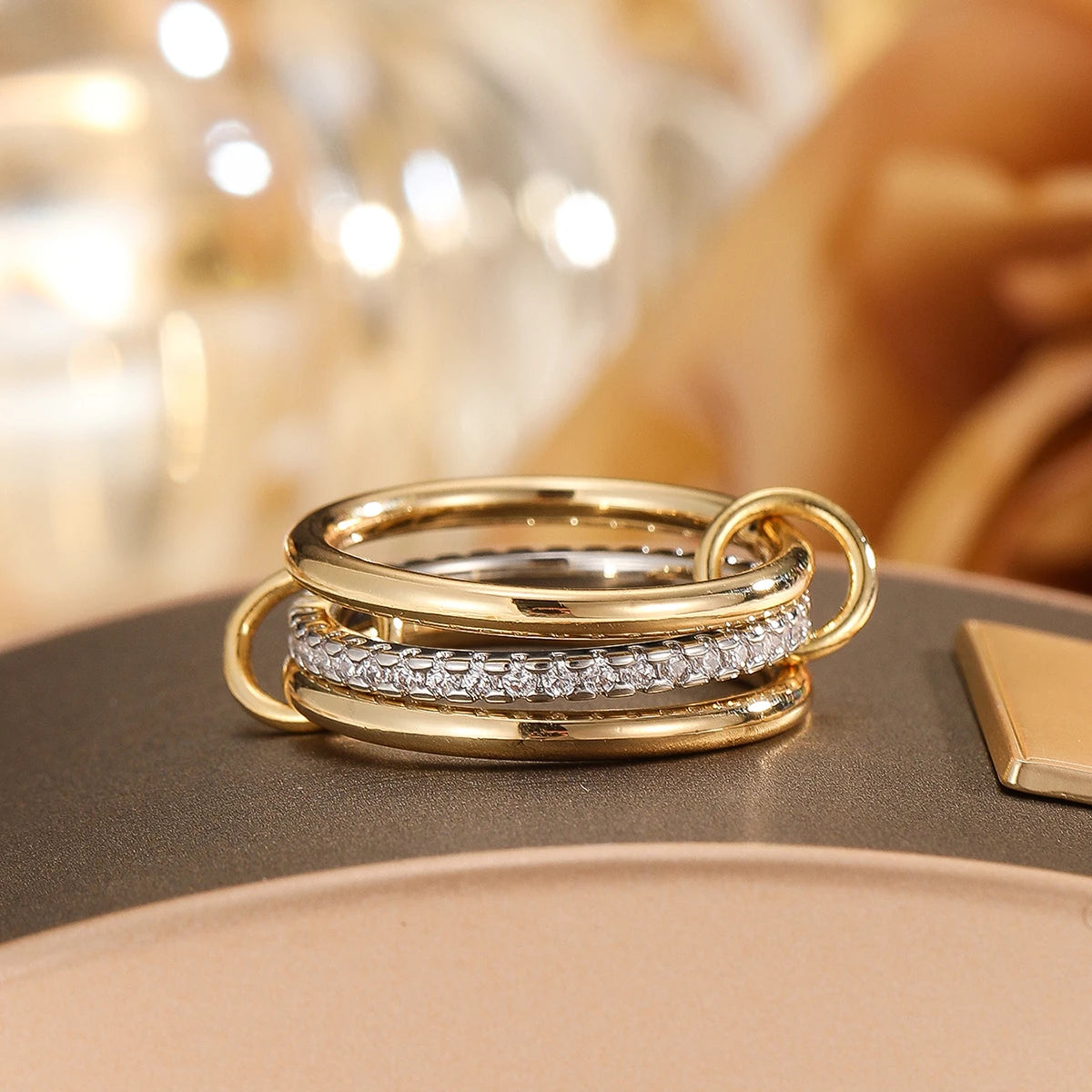 Two-Tone Stacking Ring – Hypoallergenic Copper Jewelry for Women