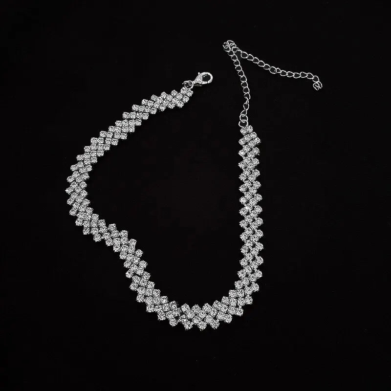 Luxury Rhinestone Choker Necklace – Women’s Geometric Crystal Jewelry