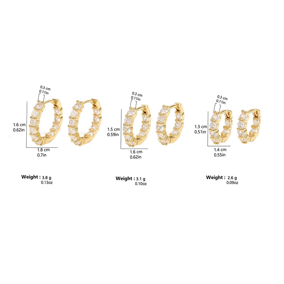 Zircon Huggie Earrings – White Gold Cartilage & Ear Cuff Jewelry