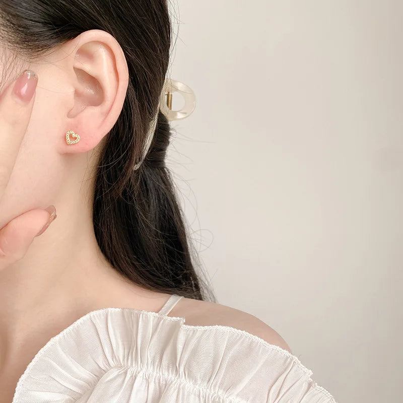 Heart Stud Earrings – Hypoallergenic Screw Cartilage Jewelry for Women & Girls